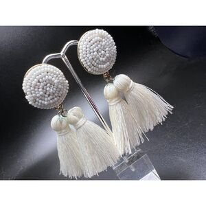 BaubleBar White Fringe Earrings